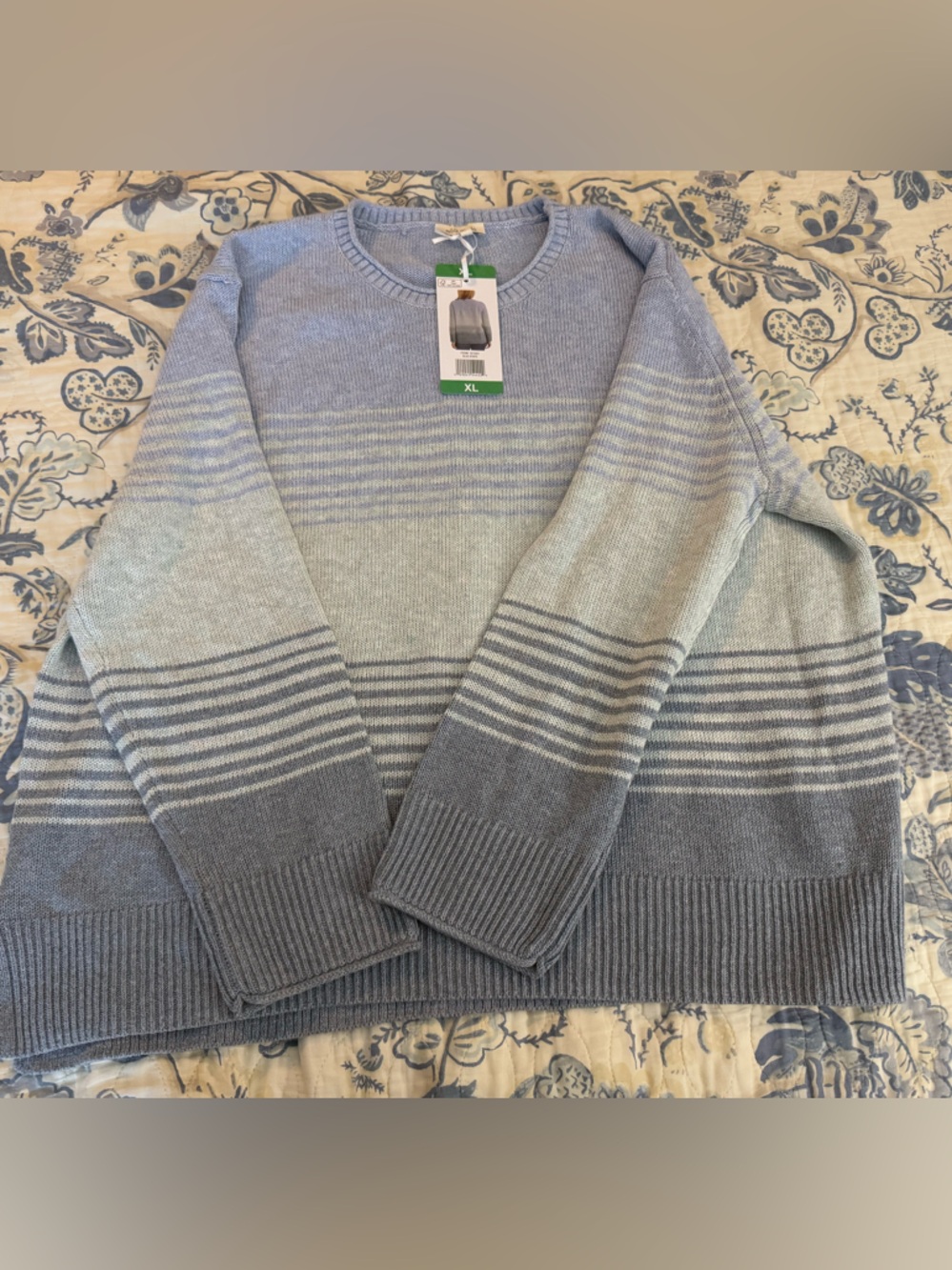 Women’s Ella Moss blue Striped Crewneck Sweater BNWT XL